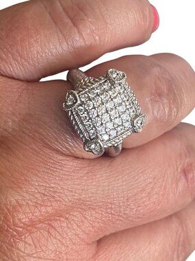 Judith Ripka Sterling Silver CZ Statement Ring 925 Size 8